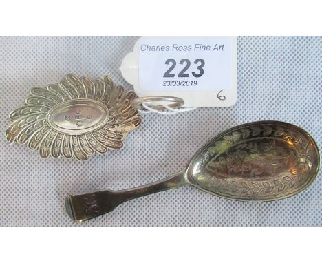 Two 19th century silver caddy spoons, Birmingham 1804 &amp; 1818.