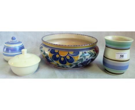 An early 20th century Dorothy James designed Poole bowl, together with three other pieces of Poole pottery.