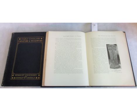 Two bound volumes Early English Furniture and Woodwork by Herbert Cescinsky &amp; Ernest R Gribble.