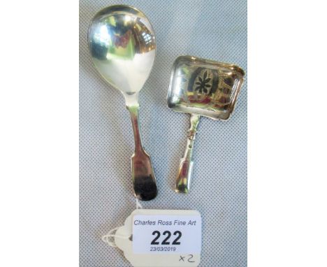 A silver caddy spoon, Birmingham 1905, together with another caddy spoon 1832.