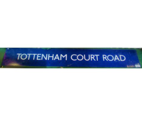 A 20th century enamel railway sign, Tottenham Court Road. Condition Report: Width = 108cm.  Height = 16cm.  We cannot ship th