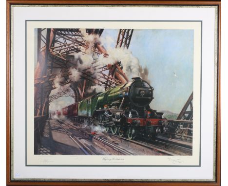 Terence Cuneo - 'Flying Scotsman', 20th century colour print, signed and editioned 756/850 in pencil, 61cm x 74cm, within a s