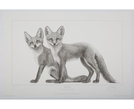 Gary Hodges - 'Little Foxes', 20th century monochrome print, signed and editioned 874/1100 in pencil, sheet size 39cm x 57.5c