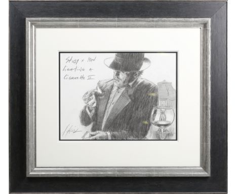 Fabian Perez - 'Study for Man Lighting a Cigarette II', giclée on wove paper, signed and editioned 10/195 in pencil recto, De