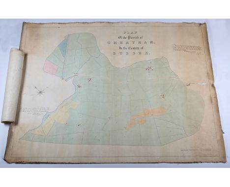 R. Wright (cartographer) - 'Plan of the Parish of Greatham in the County of Sussex', engraved circa 1838 with manuscript deta