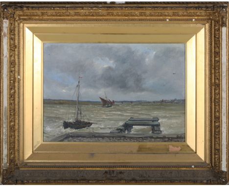 R.A., British School - 'Rough Sketch, Slaughden, Suffolk', oil on canvas, signed with initials and dated 1901 recto, titled v
