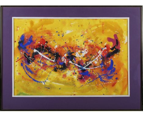 Douglas M. Rawlings - 'Painting 64 III Spatial Image', 20th century watercolour with gouache, signed recto, titled label vers