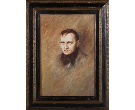 Follower of Paul Delaroche - Half Length Portrait of Napoleon Bonaparte, late 19th/early 20th century watercolour, 26cm x 17.