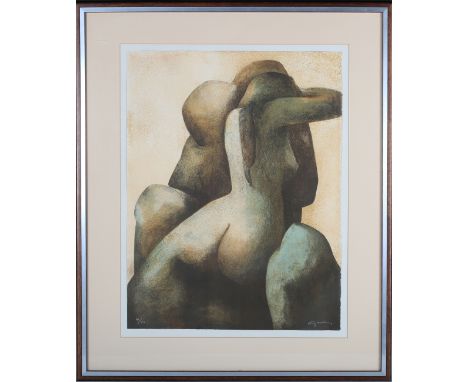Continental School - Abstract Figures, 20th century lithograph in colours, indistinctly signed and editioned 41/130 in ink, 6