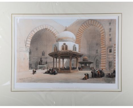 David Roberts - 'Mosque of Sultan Hassan, Cairo', stone lithograph with hand-colouring, published by F.G. Moon circa 1848, 37