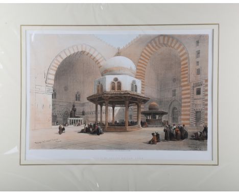 David Roberts - 'Mosque of Sultan Hassan, Cairo', stone lithograph with hand-colouring, published by F.G. Moon circa 1848, 37