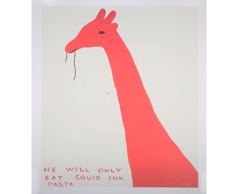 David Shrigley - 'He Will Only Eat Squid Ink Pasta', offset lithograph, published by Galleri Nicolai Wallner circa 2019, 80cm