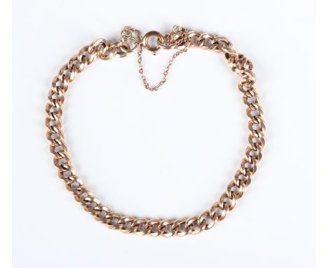 A 9ct gold faceted curblink bracelet on a boltring clasp, weight 16.8g, length 20cm.Buyer’s Premium 29.4% (including VAT @ 20
