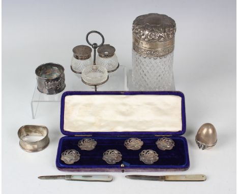 A set of six Edwardian silver buttons, each pierced and embossed with a swan, Birmingham 1902 by A. &amp; J. Zimmerman Ltd, d