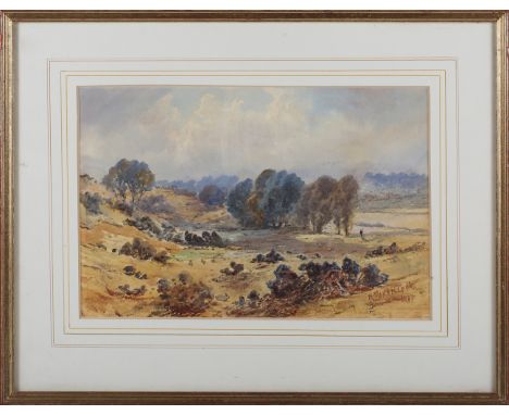 Herbert Moxon Cook - 'Sandhills near Woodbridge, Suffolk', watercolour, signed and dated 1887 recto, titled verso, 22cm x 33c