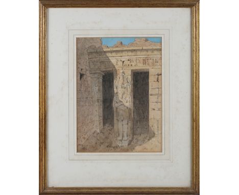 Attributed to Richard Phene Spiers - Egyptian Temple, probably Thebes, late 19th/early 20th century watercolour, 28cm x 20cm,