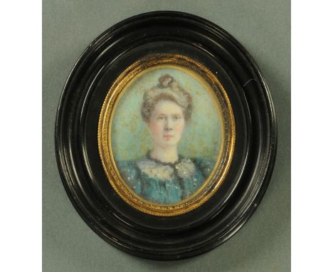 Mary Wrinch, portrait miniature on ivory, of Sarah Kate South, initialled MEW and inscribed in ink verso Sarah Kate South bor