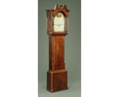 A George III mahogany longcase clock, by Thomas Twigg, Shelton, with eight day movement, the case with swans neck pediment, l