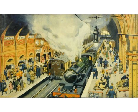After Marcier Lane Foster and Dudley Jarrett, "A Railway Station: Supplement to "Child Education" Spring Extra No 1928, colou