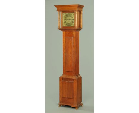 An oak longcase clock, the dial inscribed Hampson, Wrexham, 1719, two-train striking movement and housed in a later oak case,