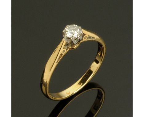 An 18 ct yellow gold solitaire diamond ring, size N. CONDITION REPORT: Weight 2.4 grams.