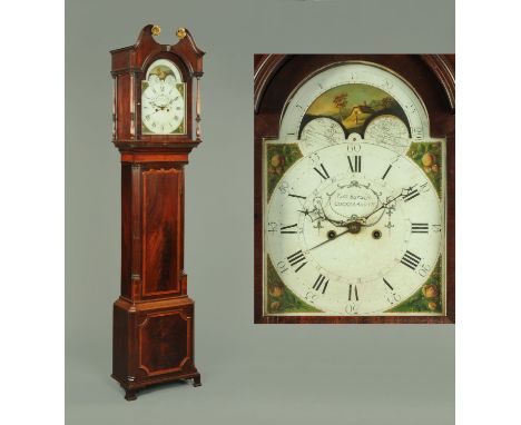 A George III longcase clock, mahogany, with eight day striking movement by Lott Barwise, Cockermouth, with swans neck pedimen