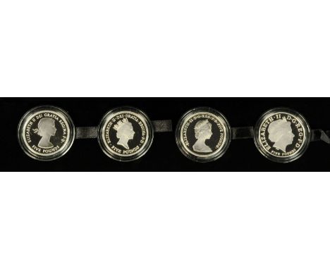 Elizabeth II The Queens Portrait Collection £5 silver Piedfort four coin set, 2013, Limited Edition number 269, issued by The