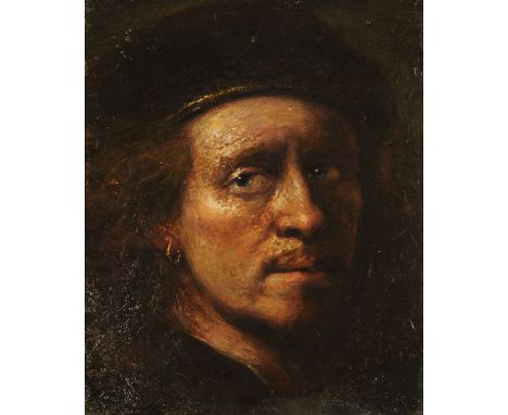 David Borenstein, oil on board, self portrait, in the manner of Rembrandt, 29 cm x 24 cm, framed, signed verso and dated 2006