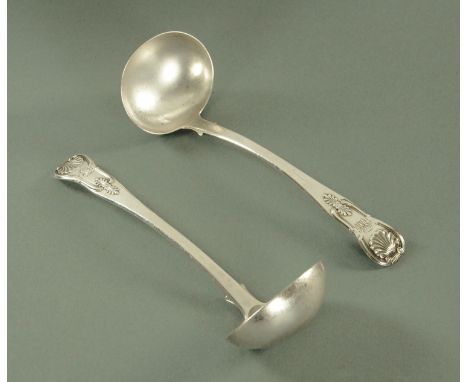 A pair of Edinburgh silver Kings pattern sauce ladles, 1834, maker for Andrew Wilkie.   CONDITION REPORT: Gross weight 123.7 