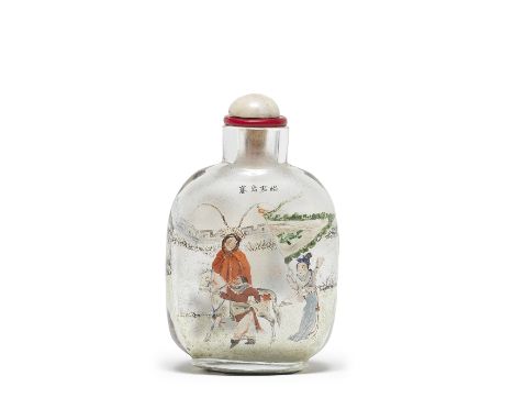 AN INSIDE-PAINTED GLASS 'WANG ZHAOJUN' SNUFF BOTTLESigned Meng Zishou, dated to the Summer of the Jiyou year corresponding to