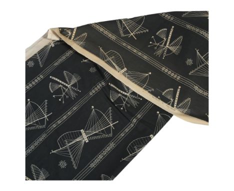 Mary Warren for Heals, a 1956 Nautilus design cotton fabric panel, marked to selvedge, 264 x 125cmGood vintage condition slig