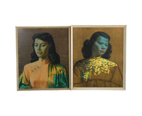 A pair of vintage prints after Vladimir Tretchikoff, Miss Wong and The Chinese Girl, framed, both 63 x53cmSome fading, the Ch