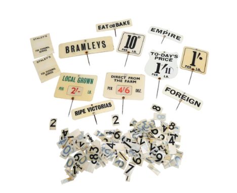 A collection of mid-century plastic shop price tagsGood vintage condition 