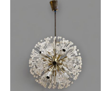 Emil Stejnar for Rupert Nikoll, Austria, a 1950s' designed Sputnik or Dendelion candelabra, with brass stem and frame and mou