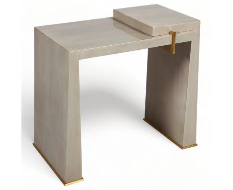 Thomas Pheasant for Baker Furniture Company, USA, a platinum silverleaf and bronze modernist Stratum side table, height 41cmG