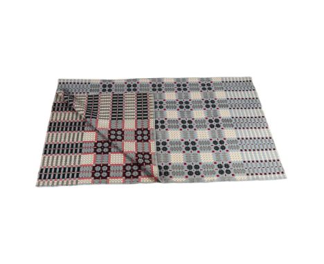 A 1960s' Gilmores' Village Weave reversible Dorset blanket, (Welsh blanket), in blue, red and black wool, double bed size, 21