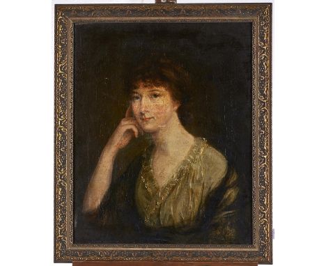 English School 19th c - Portrait of a Lady, bust length, oil on canvas, 63 x 52cm 