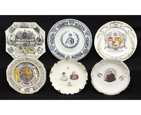 A Edward F Bodley &amp; Co Centenary of the Birth of Napoleon Bonaparte commemorative earthenware plate, c1869, transfer prin