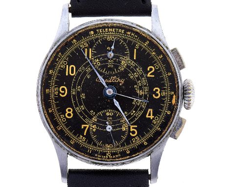 A Breitling stainless steel gentleman's chronograph wristwatch, with black dial, 33mm 