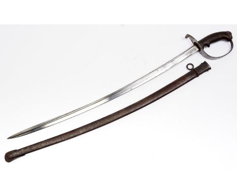 An imperial German cavalry trooper's sword and scabbard, the blade stamped CARL EICKHORN SOLINGEN, steel hilt and composition