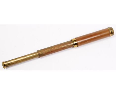 A Victorian brass 1¾" refracting telescope, Cary London, mid 19th c, with stitched leather covered sleeve in leather case 