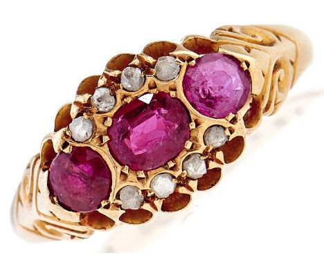 An Edwardian ruby and diamond ring, in 18ct gold, Chester 1907, 3.1g, size O 