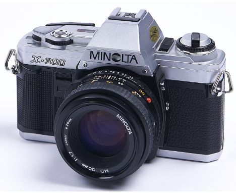 A Minolta X300 35mm SLR camera, with maker's MD 50mm F1.7 lens 