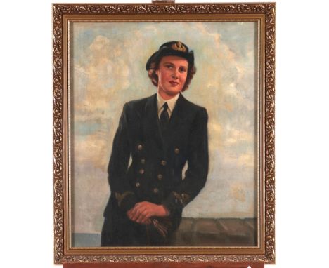 British School, 20th c - Portrait of Margaret Ogilvie, nee Hatton, of the Women's Royal Naval Air Service, three quarter leng