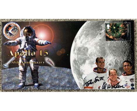 Apollo 15 moonwalker Dave Scott Alfred Worden signed Space cover NASA Astronauts. 2001 30th Anniversary Apollo 15. postmarked