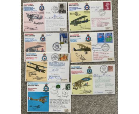 Great War fighter aces, veterans collection of seven RAF covers. Includes Lord Balfour of Inchrye, AVM Gray, Wg Cdr Norman Ma