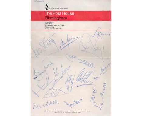Fulham vintage multi signed sheet includes Bobby Moore, Alan Mullery, Alan Slough, Bill Taylor, John Fraser, and 9 others Sig