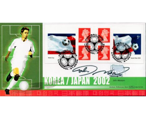 John Motson signed Korea/Japan 2002 World Cup Benham FDC Triple PM Football 2002 Liverpool 21.05.02. Good Condition. All auto