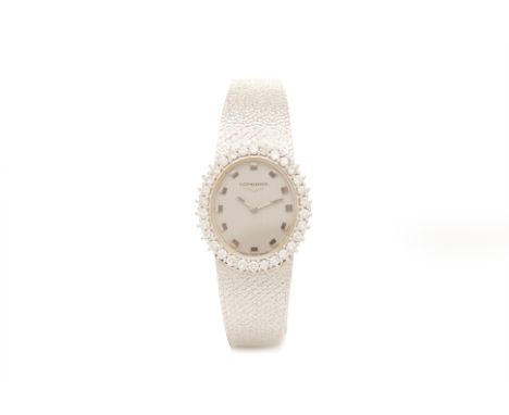 LONGINES LADIES WHITE GOLD AND DIAMOND BRACELET WATCH To be sold with no reserve, from an estate collection of jewellery The 