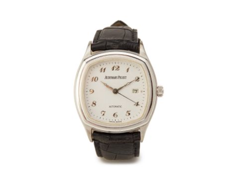 AUDEMARS PIGUET JOHN SCHAEFFER GOLD AUTOMATIC WRISTWATCH
Cushion shaped 18k white gold case, sweep centre seconds self-windin
